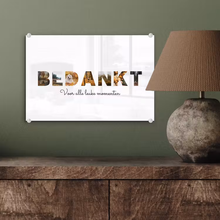 Gepersonaliseerd glas schilderij - Bedankt - Lettercollage — 4