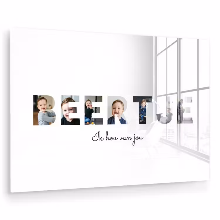 Gepersonaliseerd glas schilderij - Beertje - Lettercollage — 1