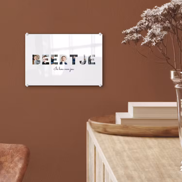Gepersonaliseerd glas schilderij - Beertje - Lettercollage — 6