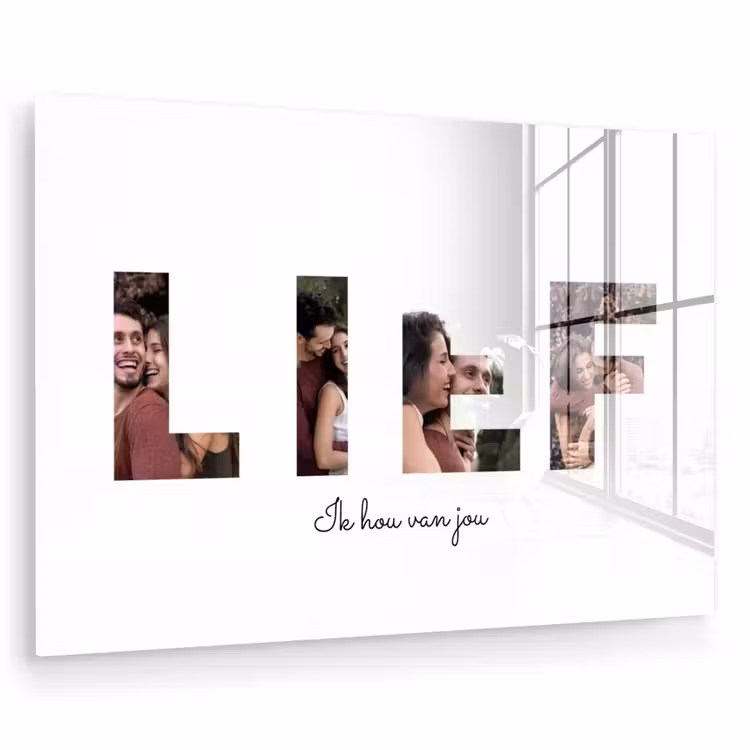 Gepersonaliseerd glas schilderij - Lief - Lettercollage — 1