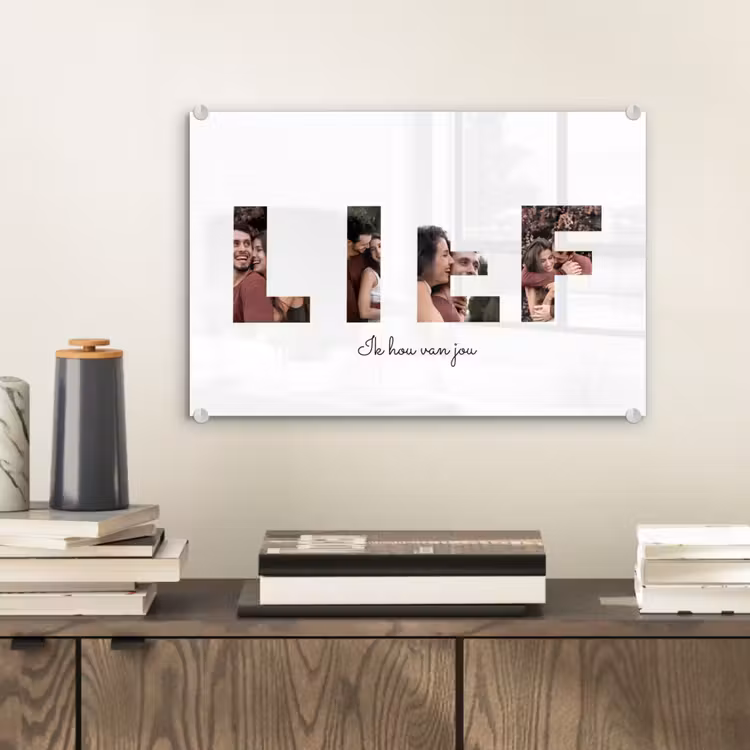 Gepersonaliseerd glas schilderij - Lief - Lettercollage — 2