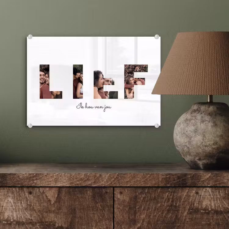Gepersonaliseerd glas schilderij - Lief - Lettercollage — 4