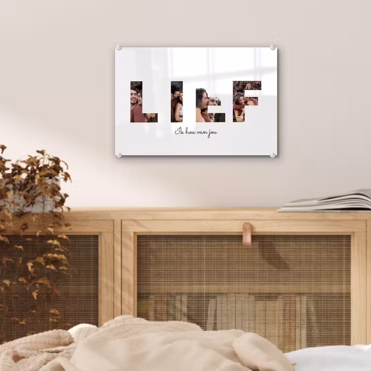 Gepersonaliseerd glas schilderij - Lief - Lettercollage — 5