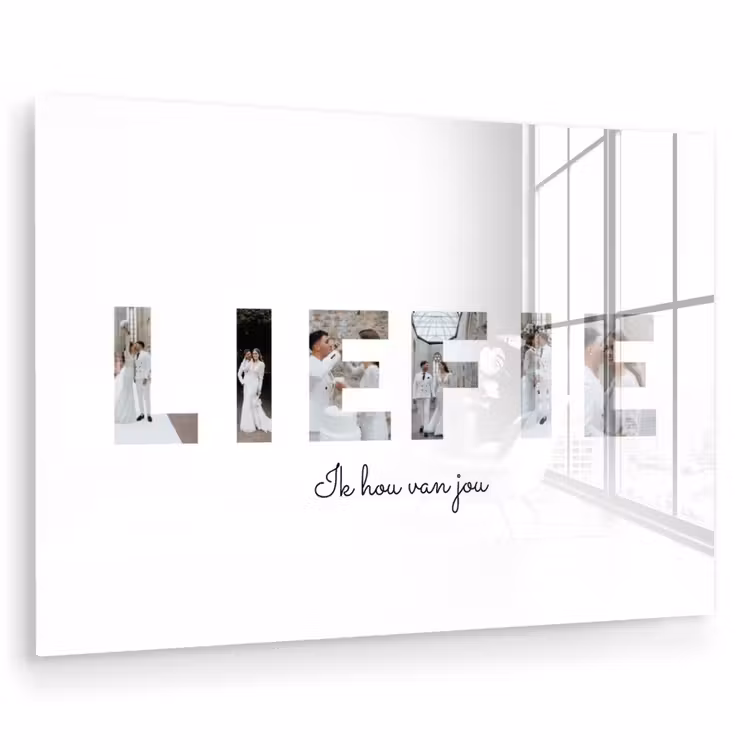 Gepersonaliseerd glas schilderij - Liefie - Lettercollage — 1