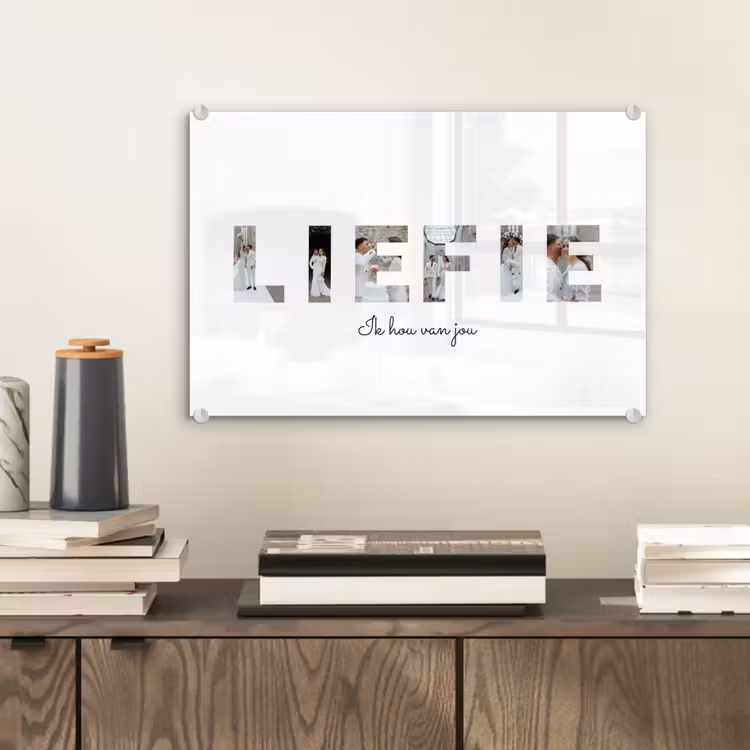 Gepersonaliseerd glas schilderij - Liefie - Lettercollage — 2