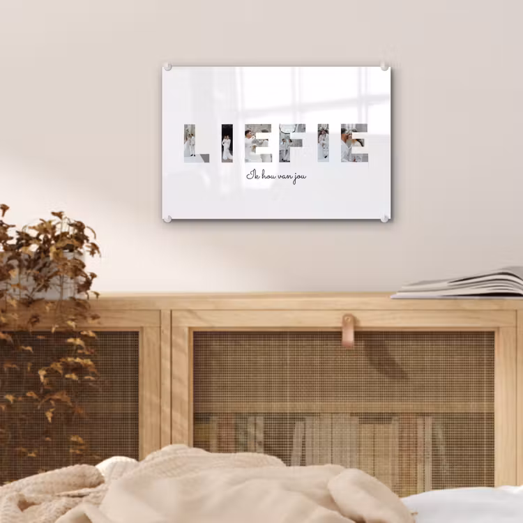 Gepersonaliseerd glas schilderij - Liefie - Lettercollage — 5