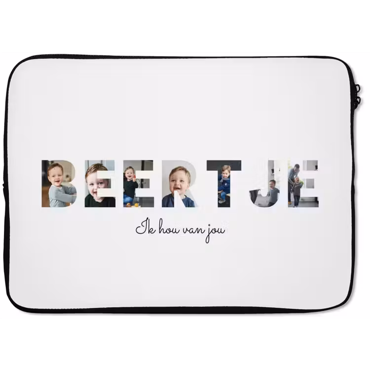 Gepersonaliseerde laptophoes - Beertje - Lettercollage — 1