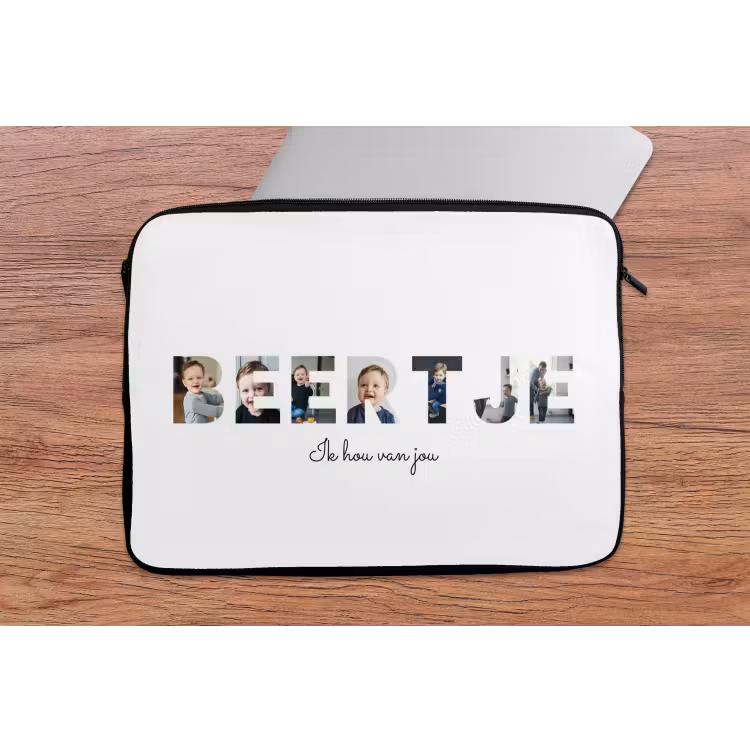 Gepersonaliseerde laptophoes - Beertje - Lettercollage — 2