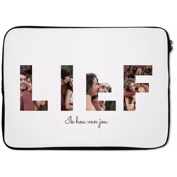 Gepersonaliseerde laptophoes - Lief - Lettercollage — 1