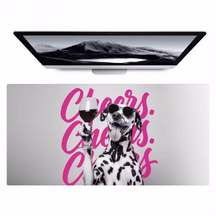 Bureau onderlegger - Dalmatiër met Zonnebril en Wijnglas