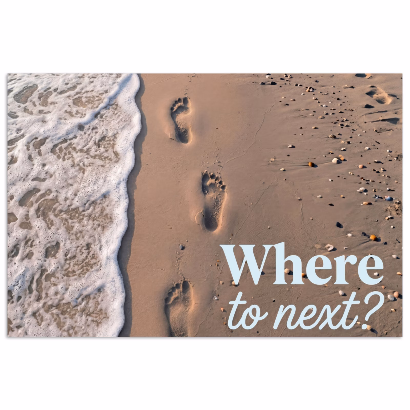 Poster - Where to next - Strand - Voetstappen — 1