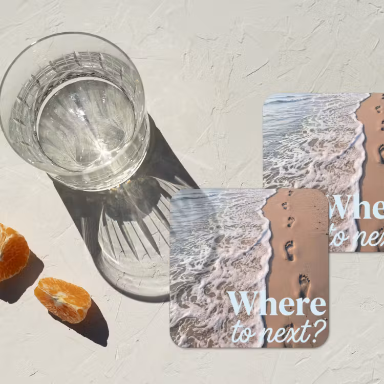 Onderzetter - Where to next - Strand - Voetstappen — 2