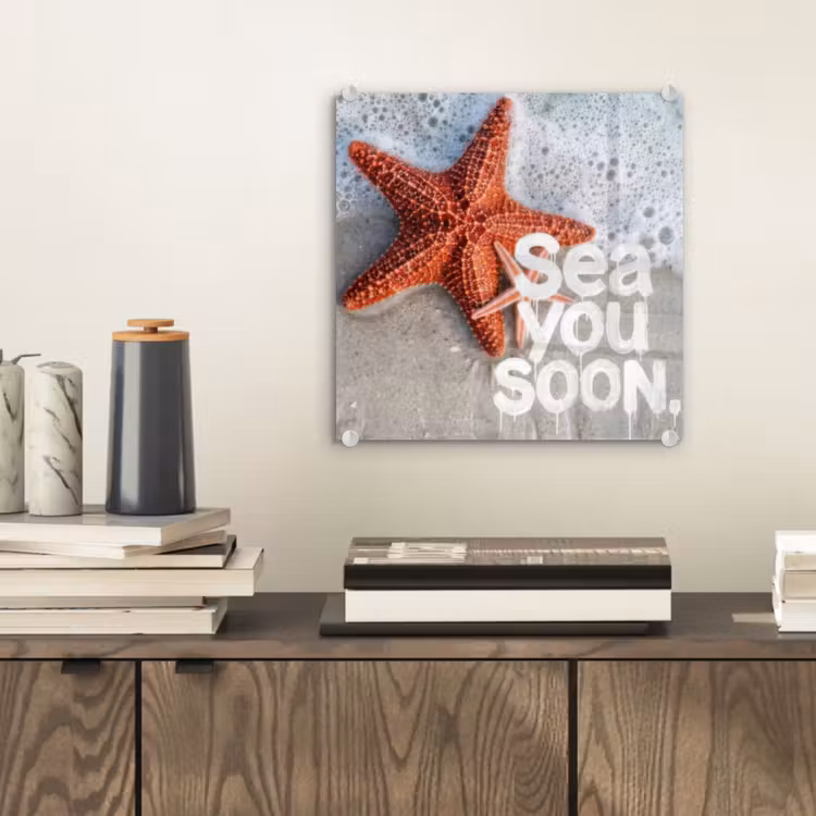 Glas schilderij - Sea you soon - Zeester - Zee — 2