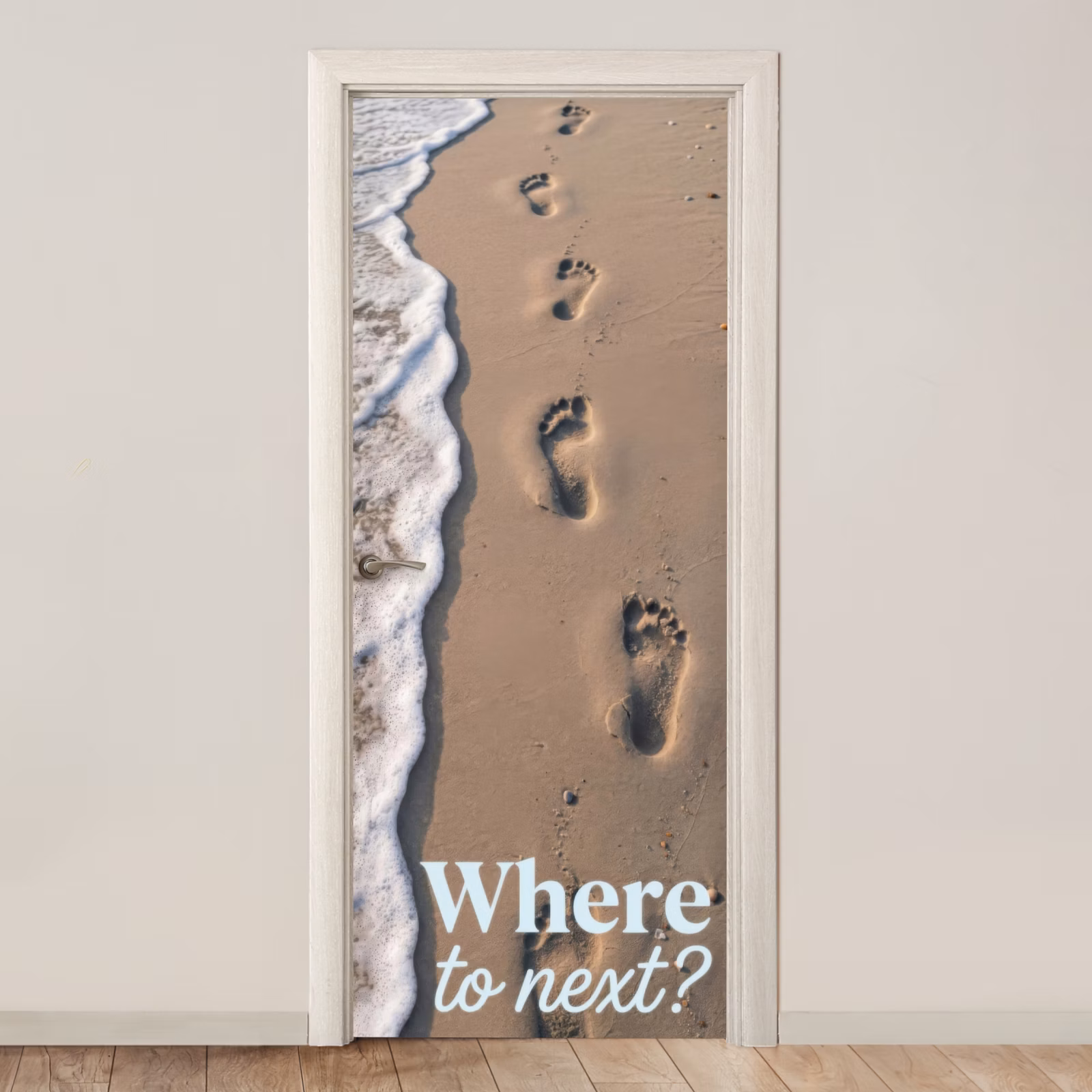 Deursticker - Where to next - Strand - Voetstappen — 1