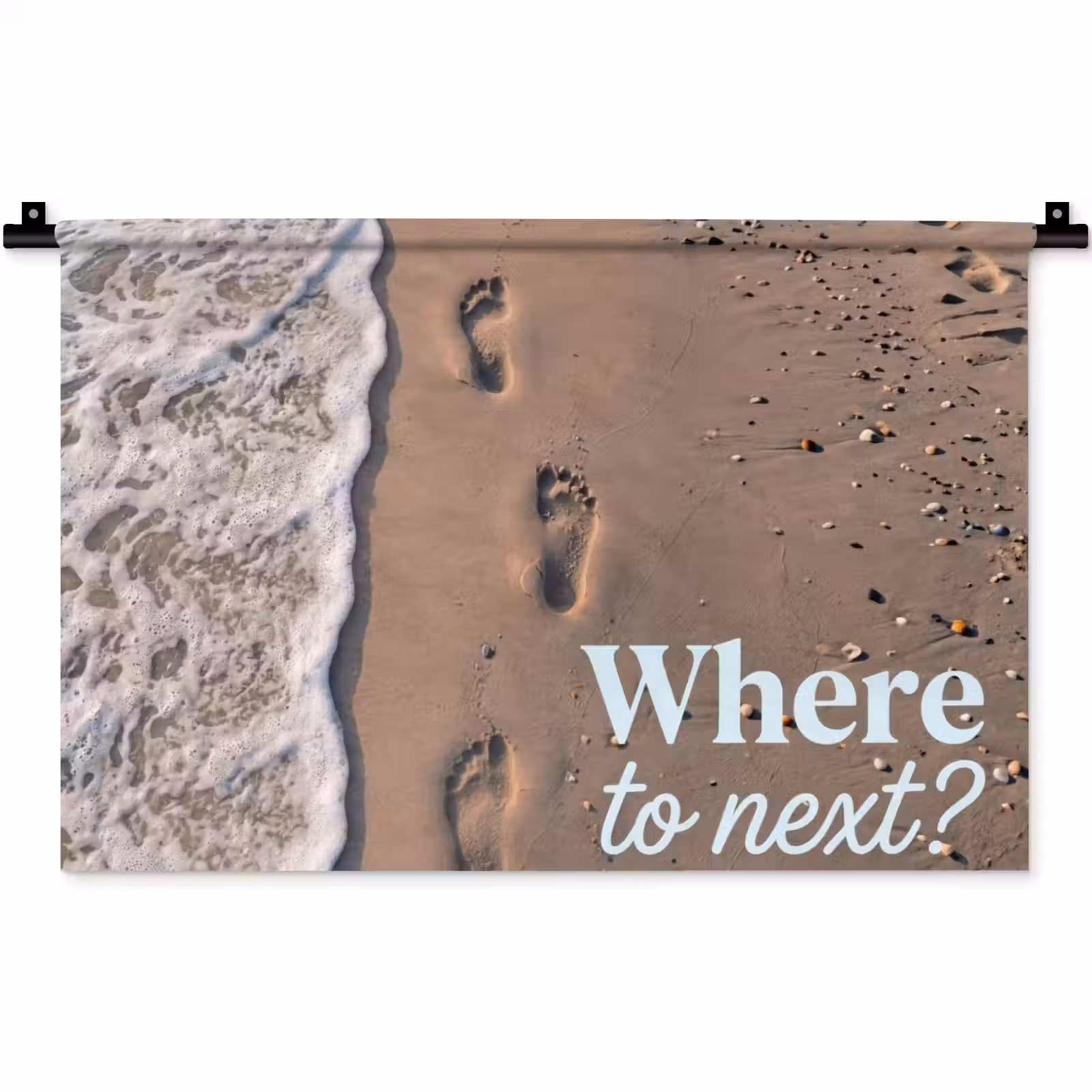 Wandkleed - Where to next - Strand - Voetstappen — 1