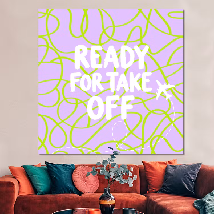 Forex - Ready for take off - Vliegtuig - Groen - Paars - Golvende lijnen — 3