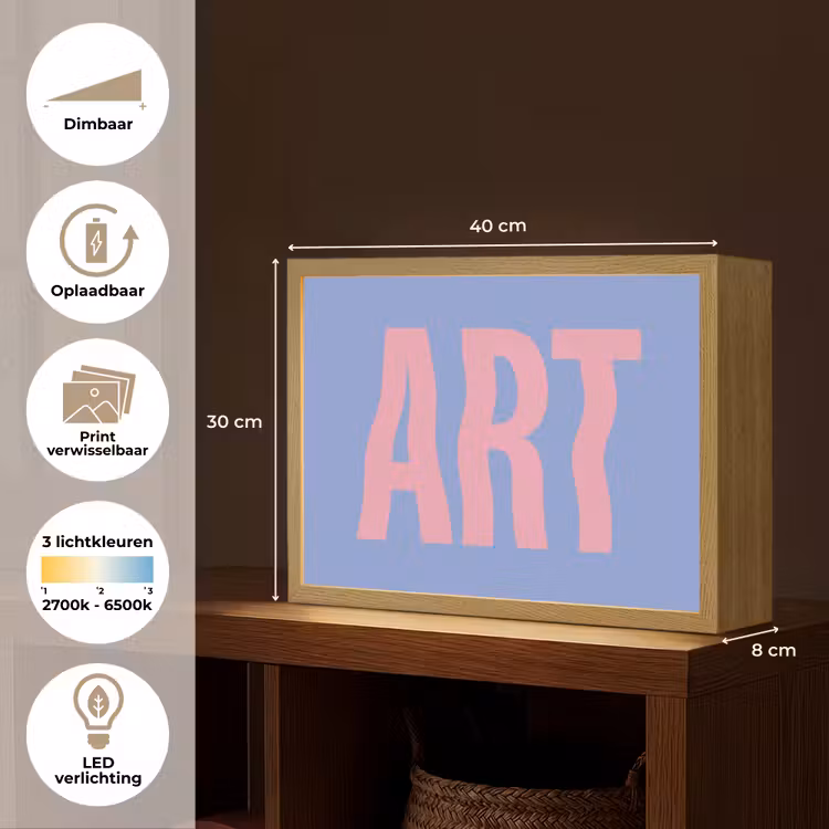 Lightbox - Wandlamp - Art - Roze - Blauw — 10