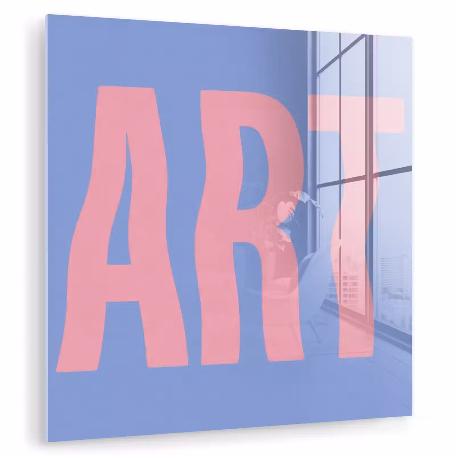 Glas schilderij - Art - Roze - Blauw — 1