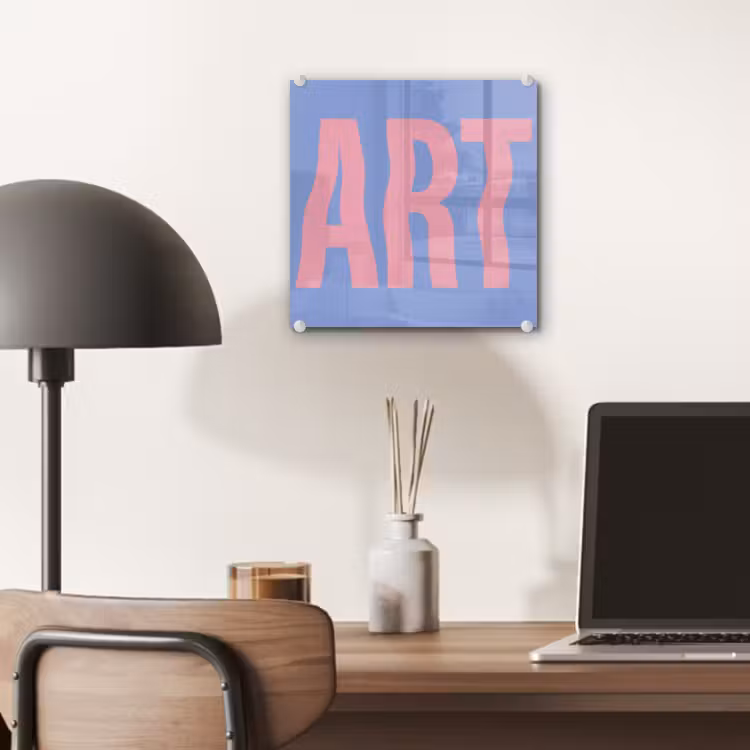 Glas schilderij - Art - Roze - Blauw — 7