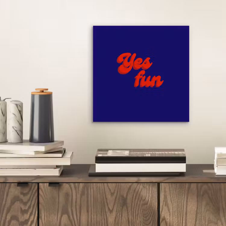 Aluminium schilderij - Blauw - Rood - Yes fun - 3D — 2