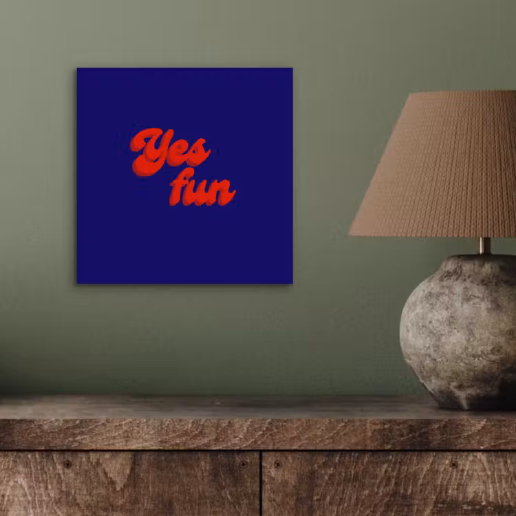 Aluminium schilderij - Blauw - Rood - Yes fun - 3D — 3