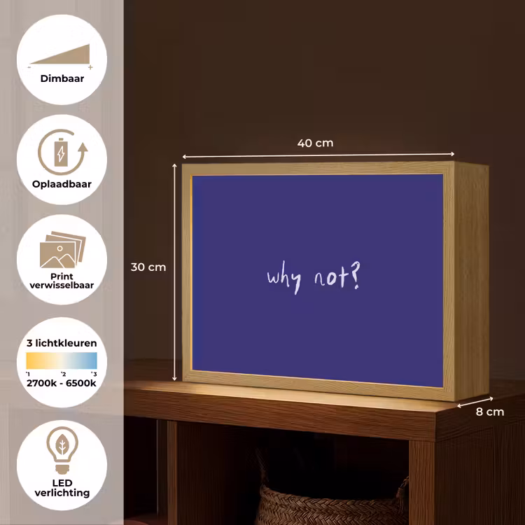 Lightbox - Wandlamp - Why not - Blauw - Handgeschreven — 10