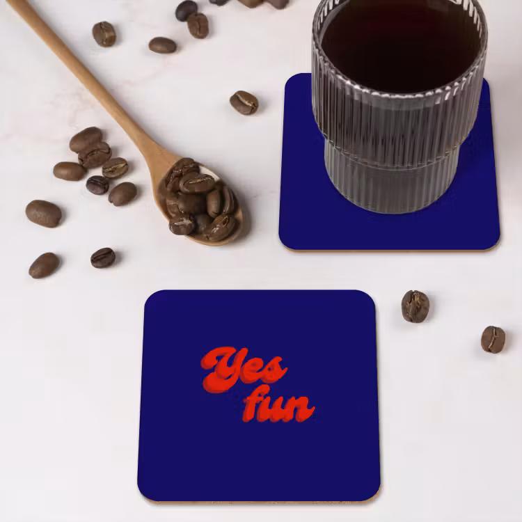 Onderzetter - Blauw - Rood - Yes fun - 3D — 4