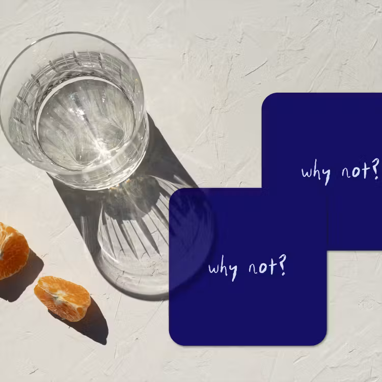 Onderzetter - Why not - Blauw - Handgeschreven — 2