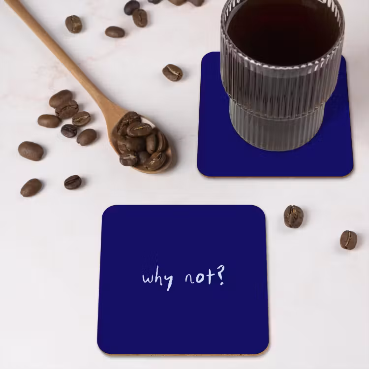 Onderzetter - Why not - Blauw - Handgeschreven — 4