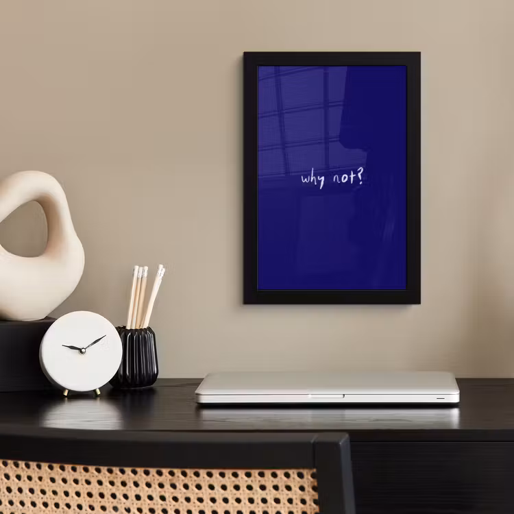 Poster met lijst - Why not - Blauw - Handgeschreven — 2