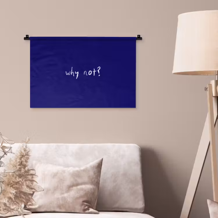 Wandkleed - Why not - Blauw - Handgeschreven — 2