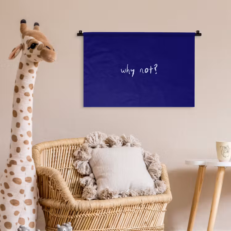 Wandkleed - Why not - Blauw - Handgeschreven — 5