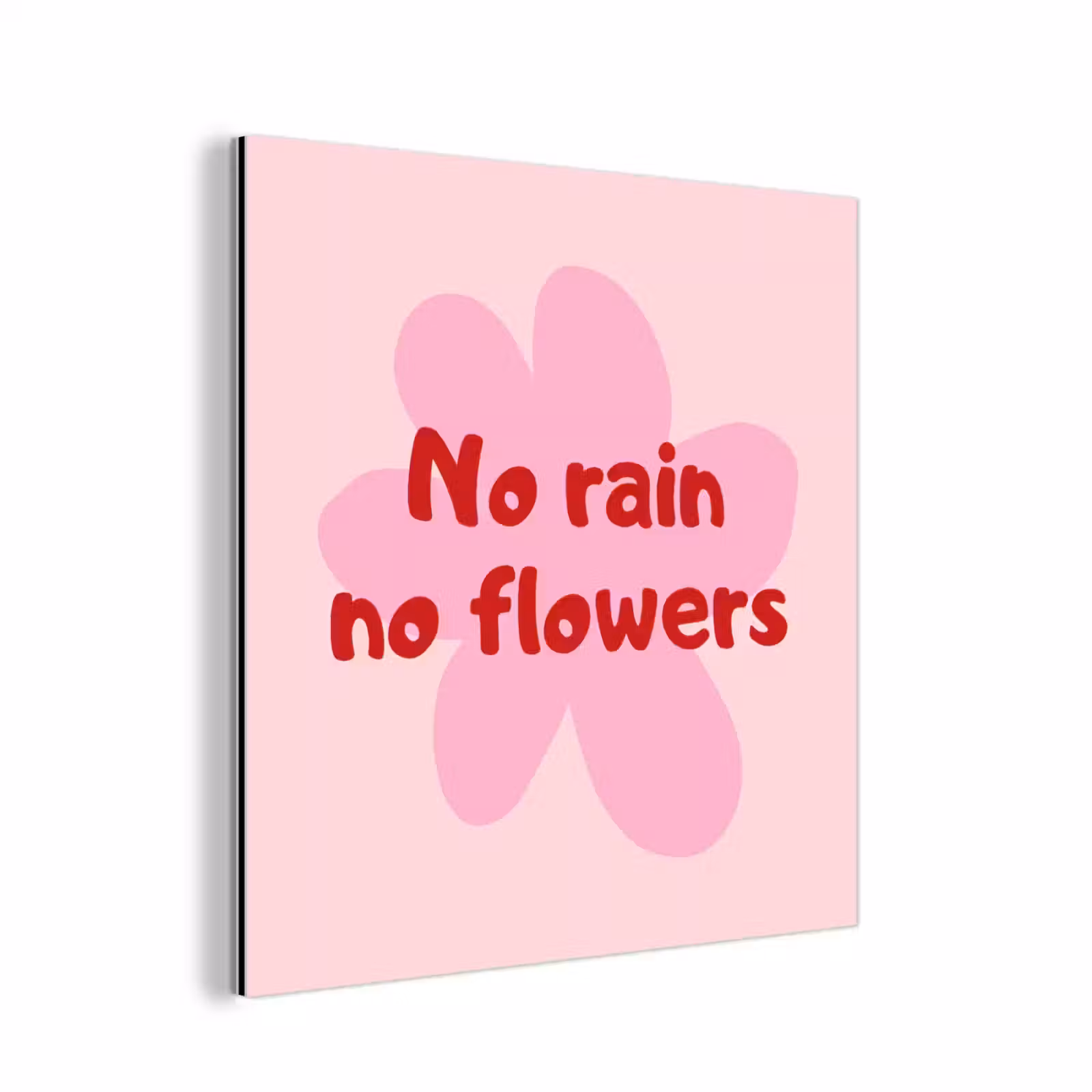 Aluminium schilderij - No rain no flowers - Bloem - Roze — 1
