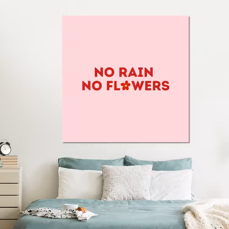 Forex - No rain no flowers - Minimalistisch - Roze - Bloem — 2
