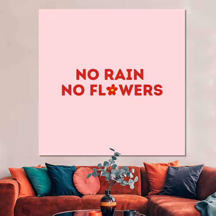 Forex - No rain no flowers - Minimalistisch - Roze - Bloem — 3
