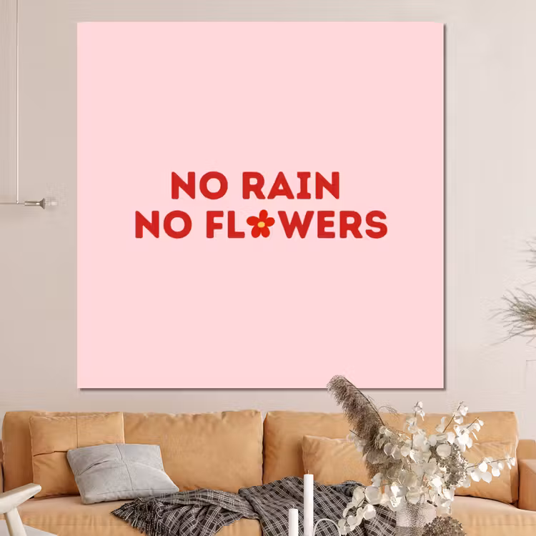 Forex - No rain no flowers - Minimalistisch - Roze - Bloem — 4