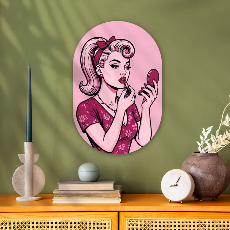 Muurovaal - Kunststof - Vintage - Vrouw - Roze — 2