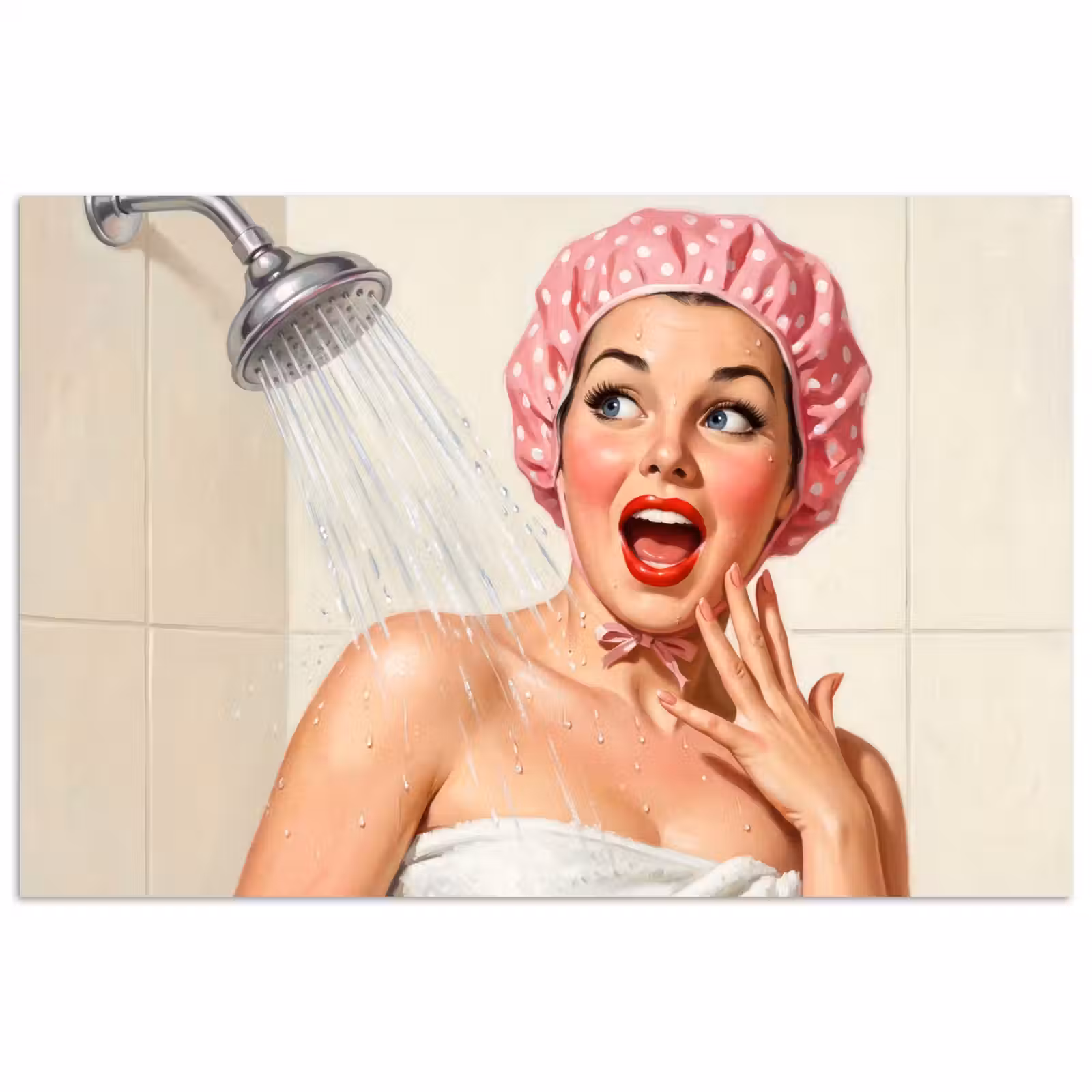 Poster - Vrouw - Douche - Roze — 1