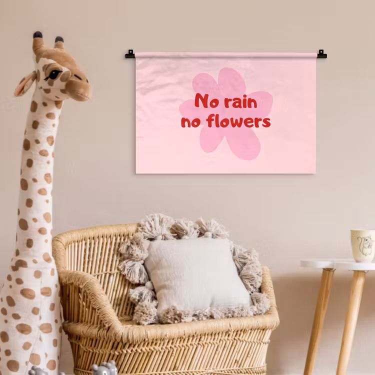 Wandkleed - No rain no flowers - Bloem - Roze — 5