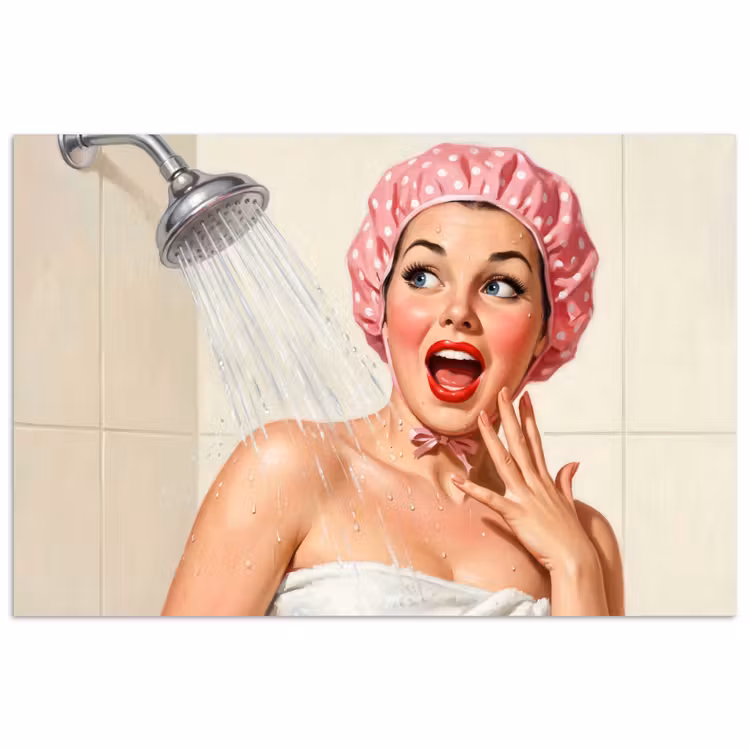 Poster - Vrouw - Douche - Roze — 1