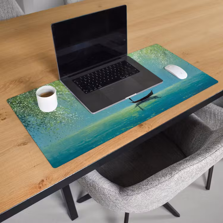 Bureau onderlegger - Bootje - Water - Bladeren - Bloesems — 3