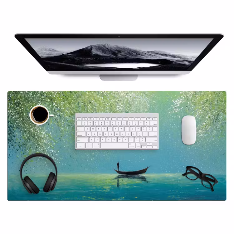 Bureau onderlegger - Bootje - Water - Bladeren - Bloesems — 4