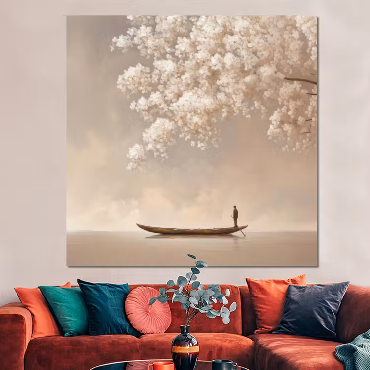 Forex - Bloesems - Wit - Boot - Minimalistisch — 3