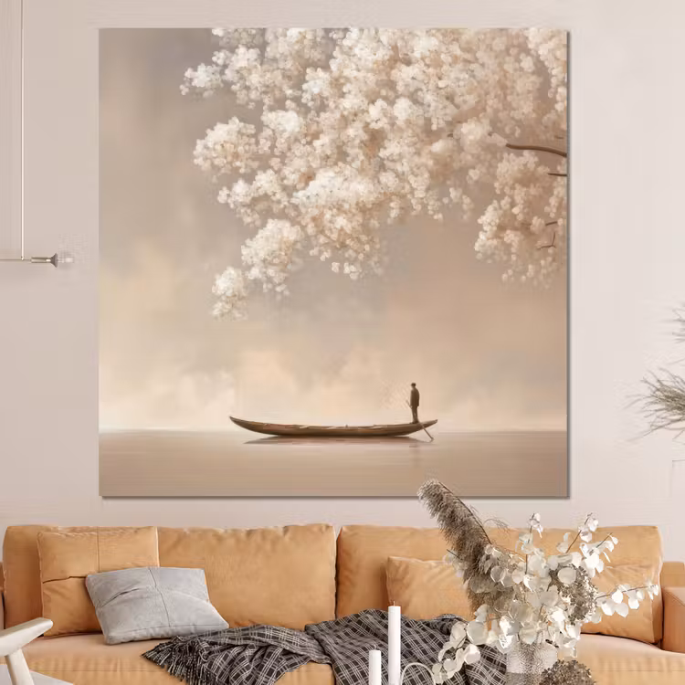 Forex - Bloesems - Wit - Boot - Minimalistisch — 4