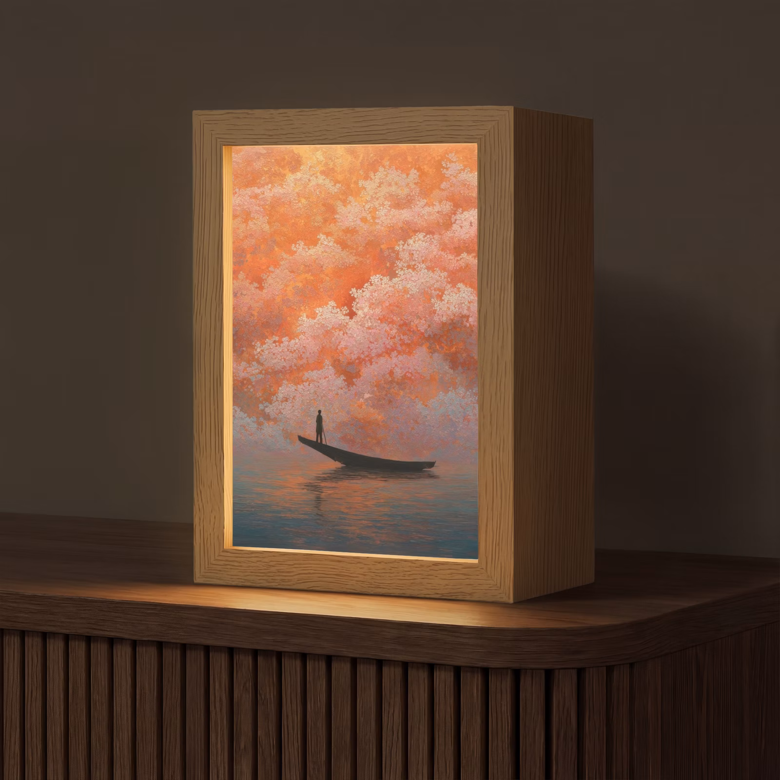 Tafellamp - Zee - Boot - Wolken - Oranje — 1