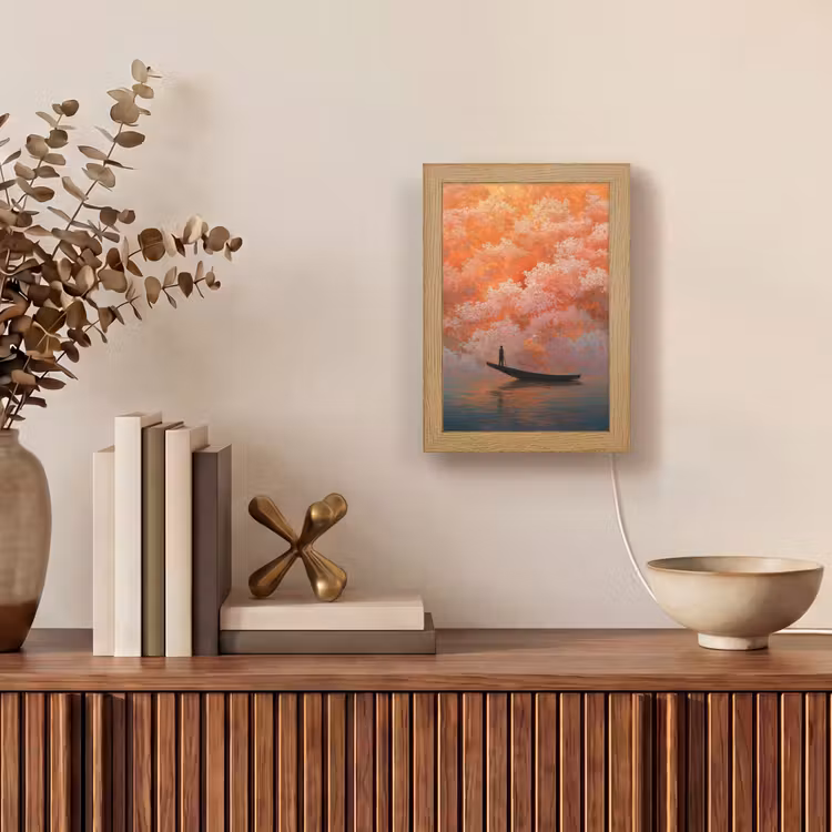 Tafellamp - Zee - Boot - Wolken - Oranje — 4