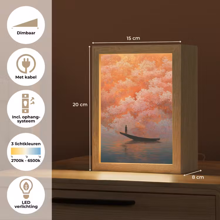 Tafellamp - Zee - Boot - Wolken - Oranje — 7