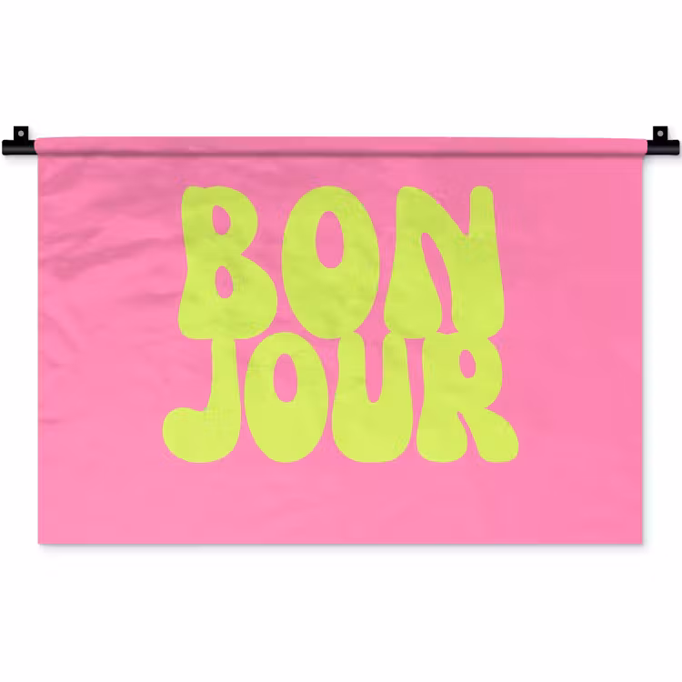 Wandkleed - Bonjour - Roze - Fel groen — 1