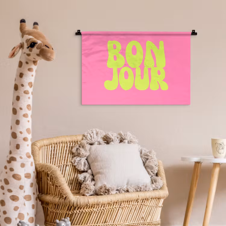 Wandkleed - Bonjour - Roze - Fel groen — 5