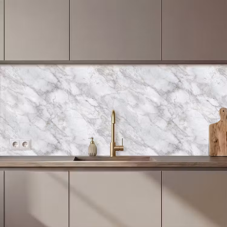 Keuken achterwand - Grijs - Wit - Marmer